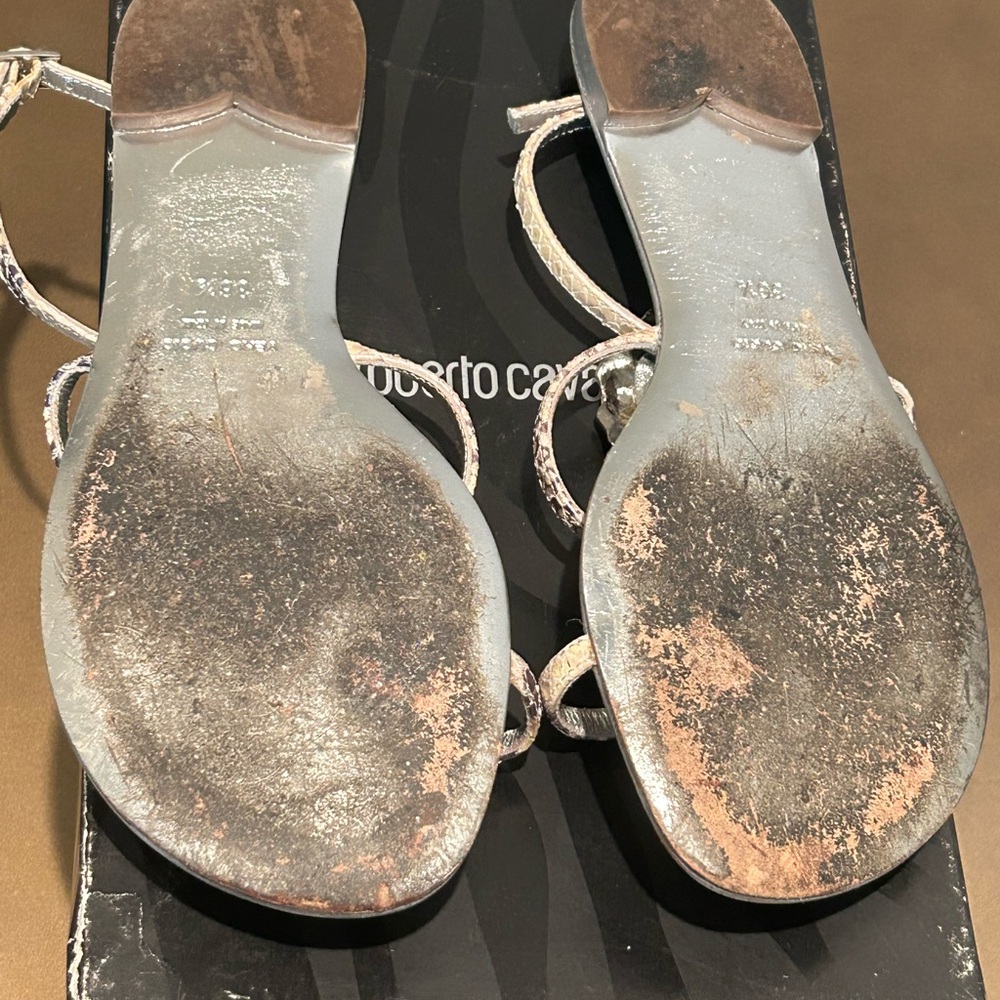 Rare Vintage Roberto Cavalli Flat T-Strap in Pansy - Picture 11 of 12